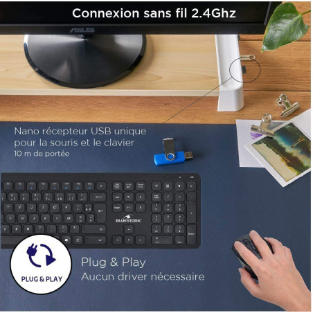 Ensemble Clavier Souris - BLUESTORK - BS-PACK-EASY SLIM BF