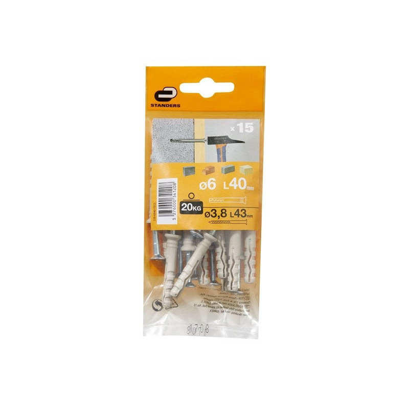 Lot De 15 Chevilles À Frapper Standers. Diam.6 X L.40 Mm