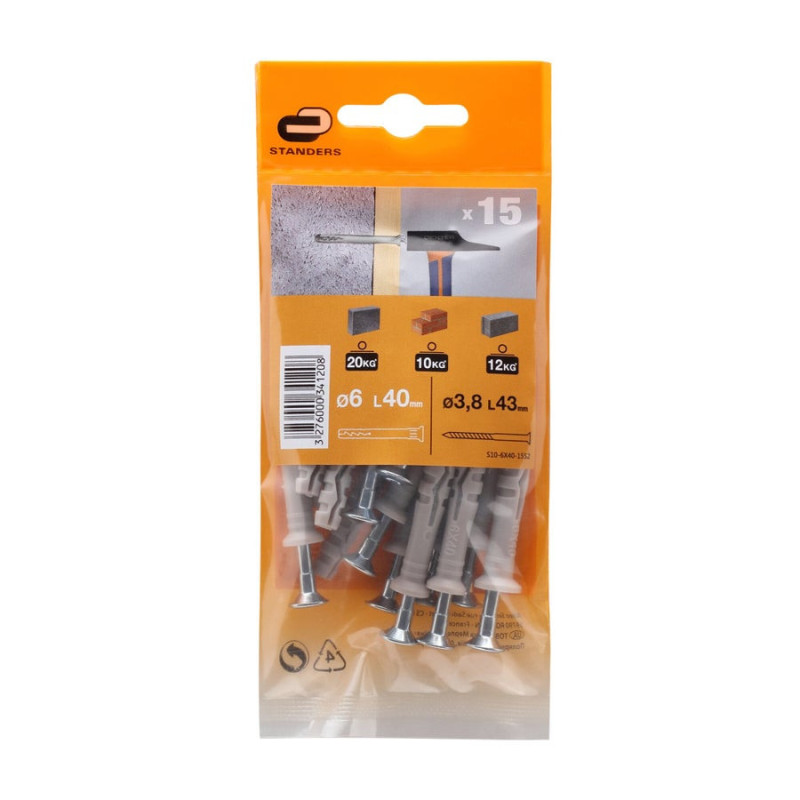 Lot De 15 Chevilles À Frapper Standers. Diam.6 X L.40 Mm