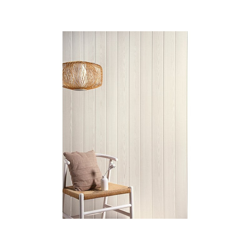 Lambris en pvc bois fin blanc. GROSFILLEX. L.260 x l.37.5 cm x Ep.8 mm