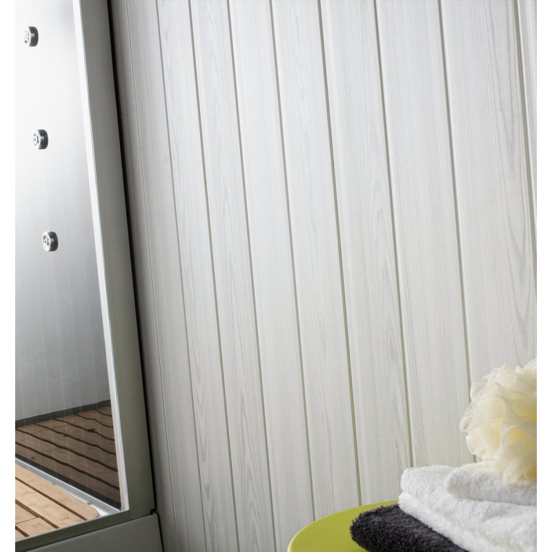 Lambris en pvc bois fin blanc. GROSFILLEX. L.260 x l.37.5 cm x Ep.8 mm