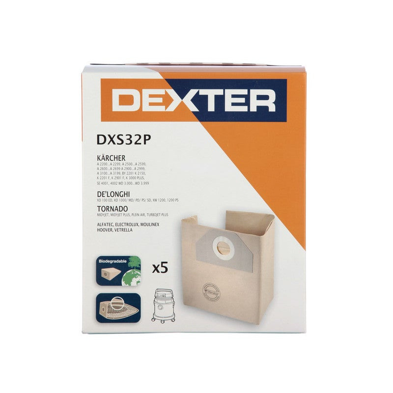 Lot de 5 sacs aspirateur en papier DXS32P pour KARCHER. DEXTER