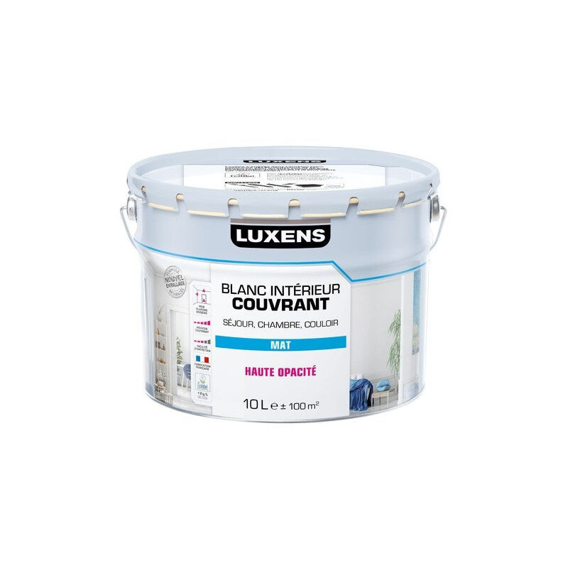 Peinture mur. plafond et boiserie couvrante. LUXENS. 10 L blanc mat