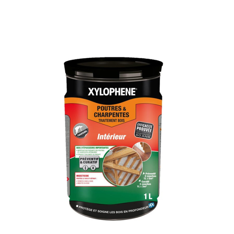 Traitement du bois poutre et charpente action 20 ans. XYLOPHENE. 1 L