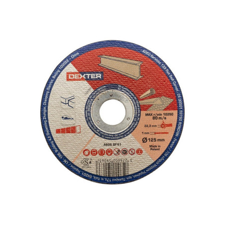 Disque de coupe pour acier T41. DEXTER. diam. 125 x 1.0 x 22.2 mm