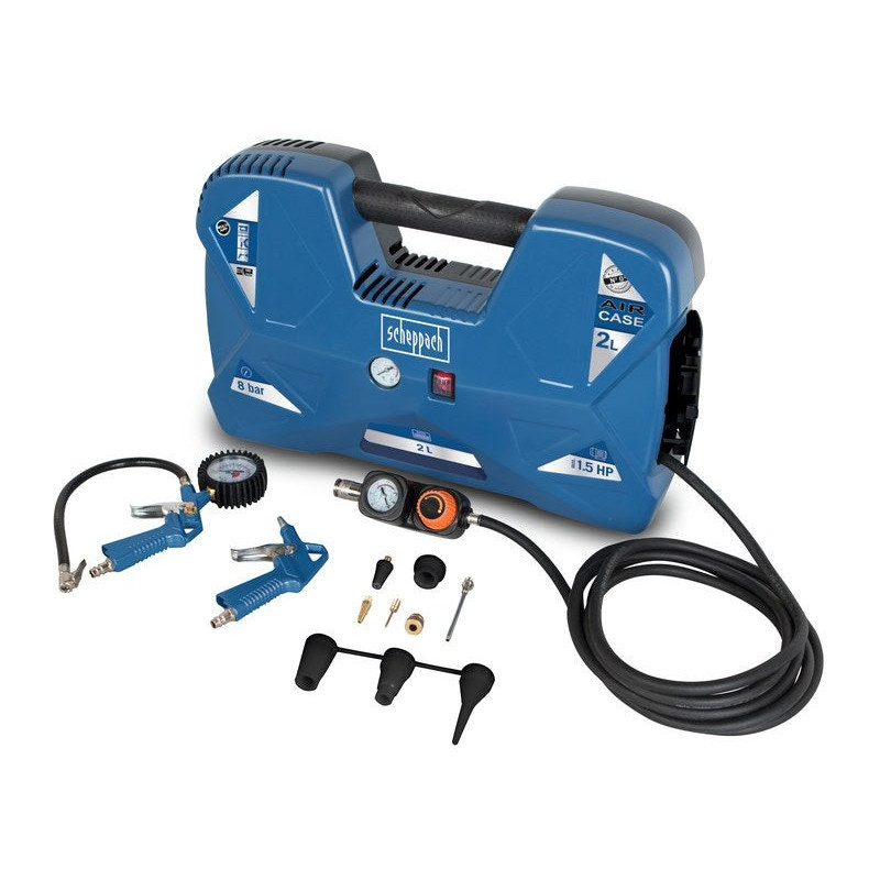 Gonfleur compresseur portatif de loisirs 2 litres Aircase. avec accessoiresv SCHEPPACH