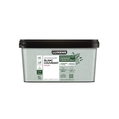 Peinture mur / plafond / boiserie LUXENS Biosourcee blanc velours. 5 L