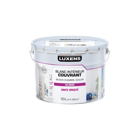 Peinture mur. plafond et boiserie couvrante. LUXENS. 10 L blanc velours