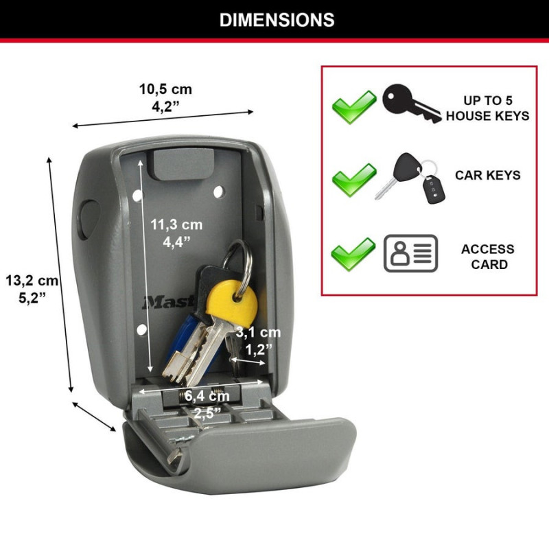 Minicoffre Master Lock Select Access À Fixer. H.13.5 X L.10.5 X P.3.5 Cm