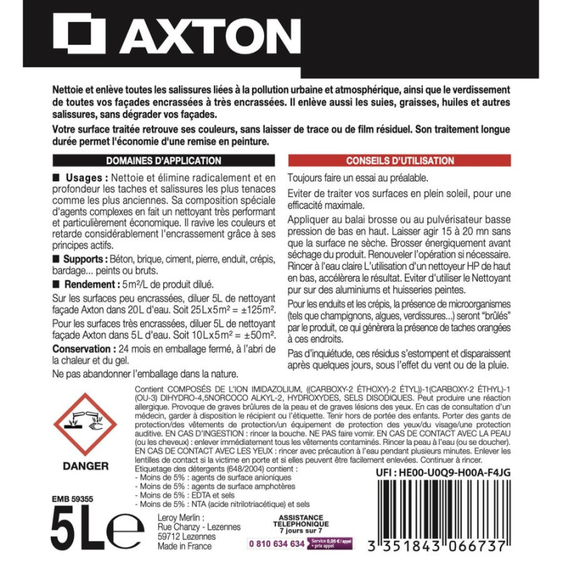 Nettoyant Façade AXTON. 5L
