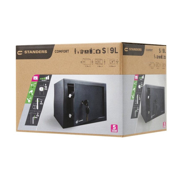 Coffre-fort à clé STANDERS Sft-20kbl2 H. 20 x l. 31 x P. 20 cm