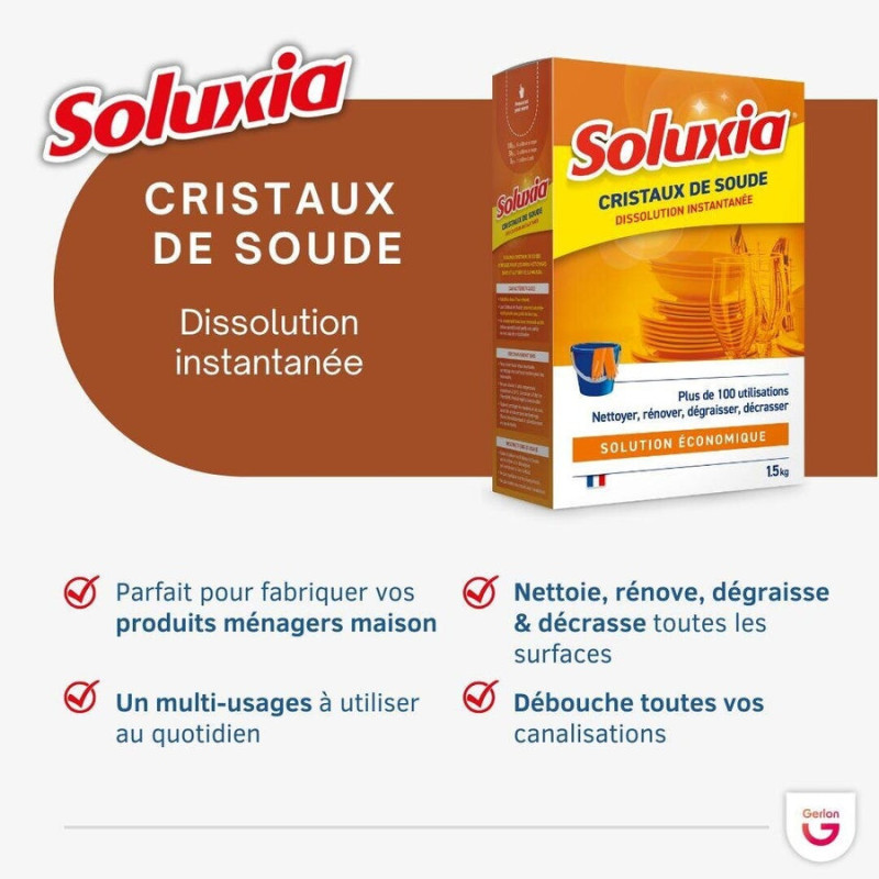 Lessive De Soude Cristaux De Soude Soluxia. Etui 1.5 Kg