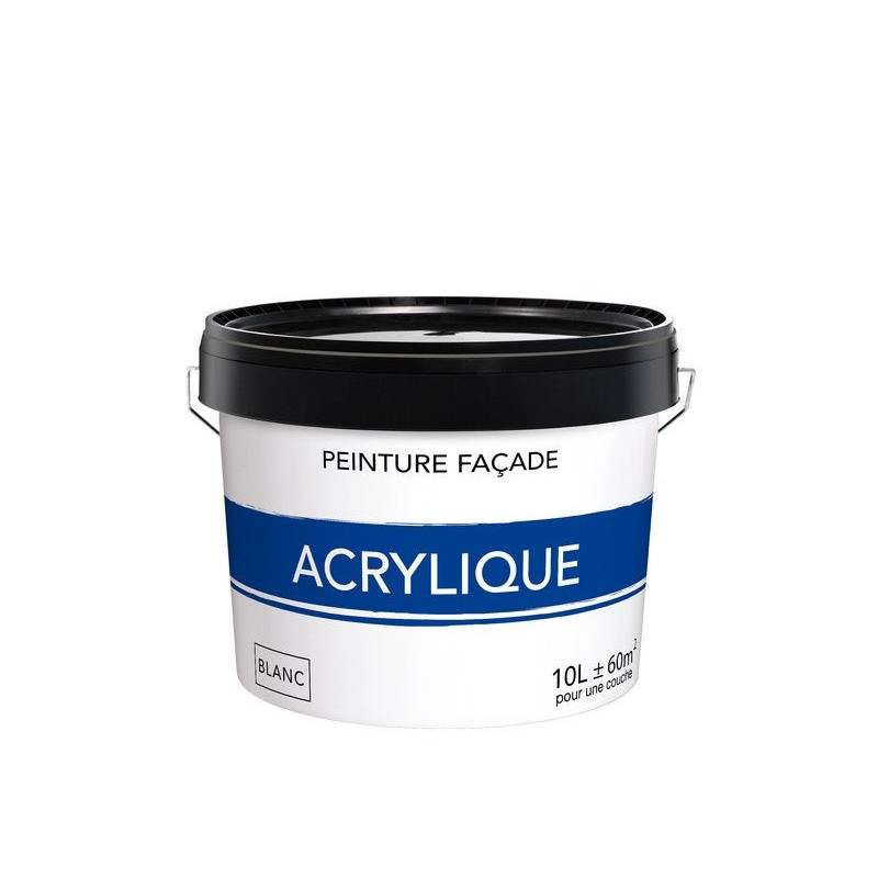 Peinture acrylique extérieure pour façade. 10 L blanc mat
