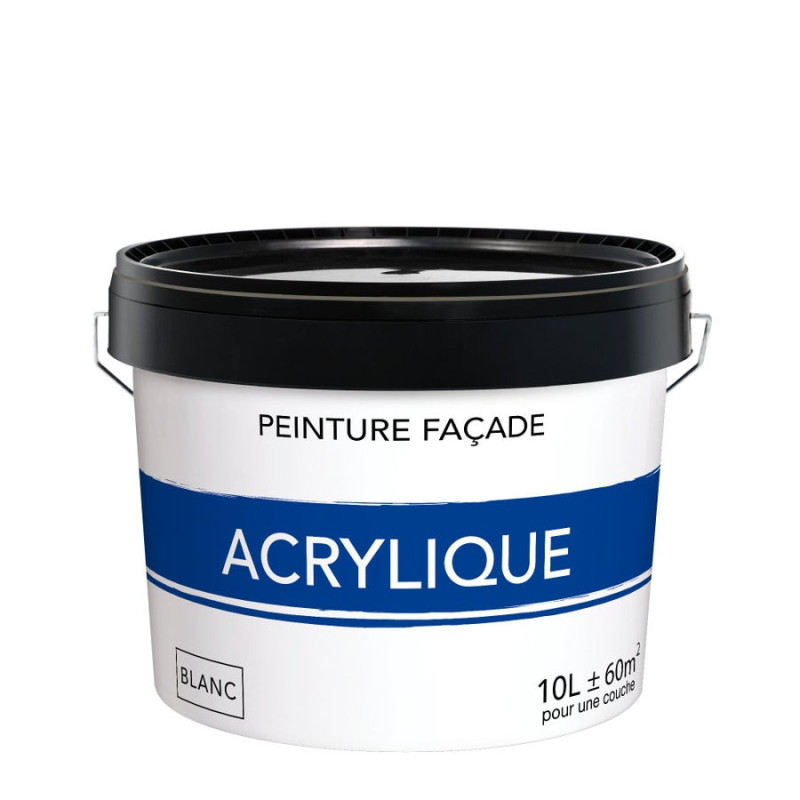 Peinture acrylique extérieure pour façade. 10 L blanc mat