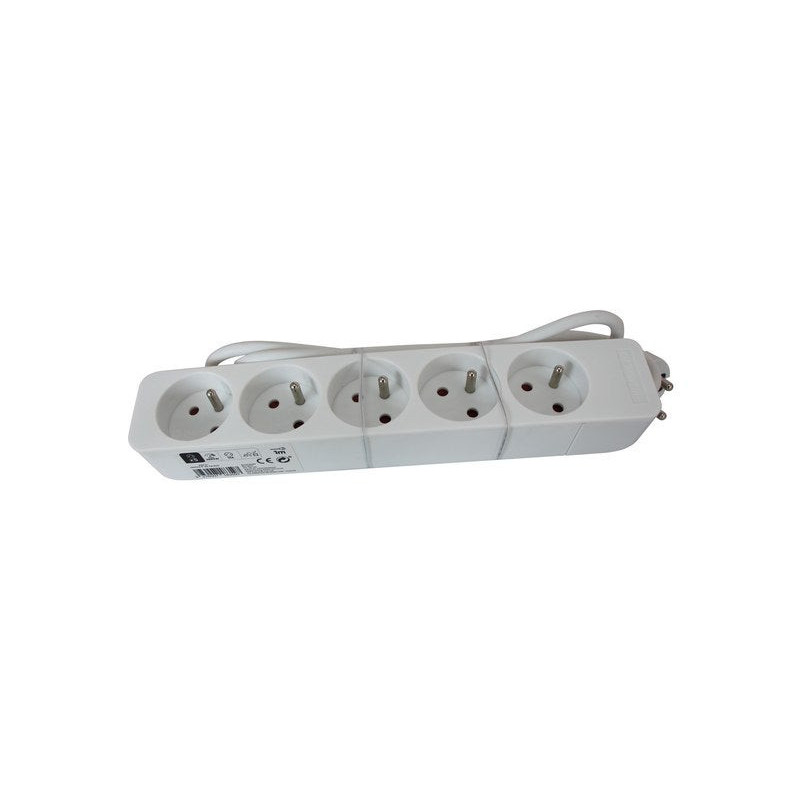 Multiprise filaire. 5 prises blanc. 1M