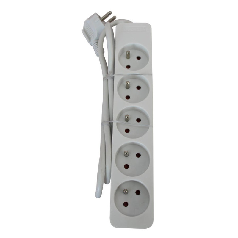 Multiprise filaire. 5 prises blanc. 1M