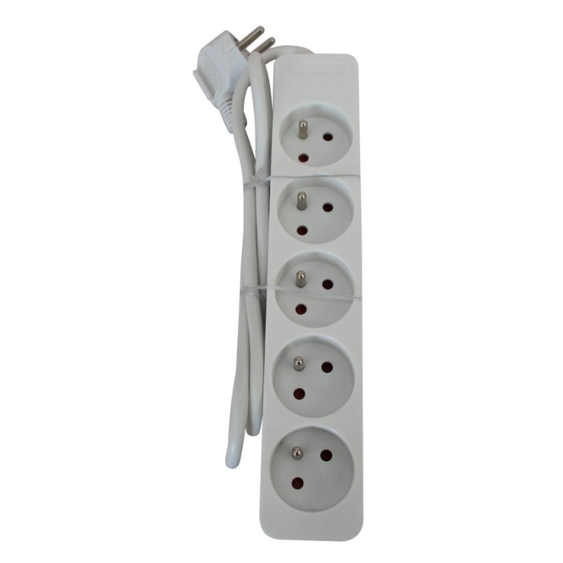 Multiprise filaire. 5 prises blanc. 1M