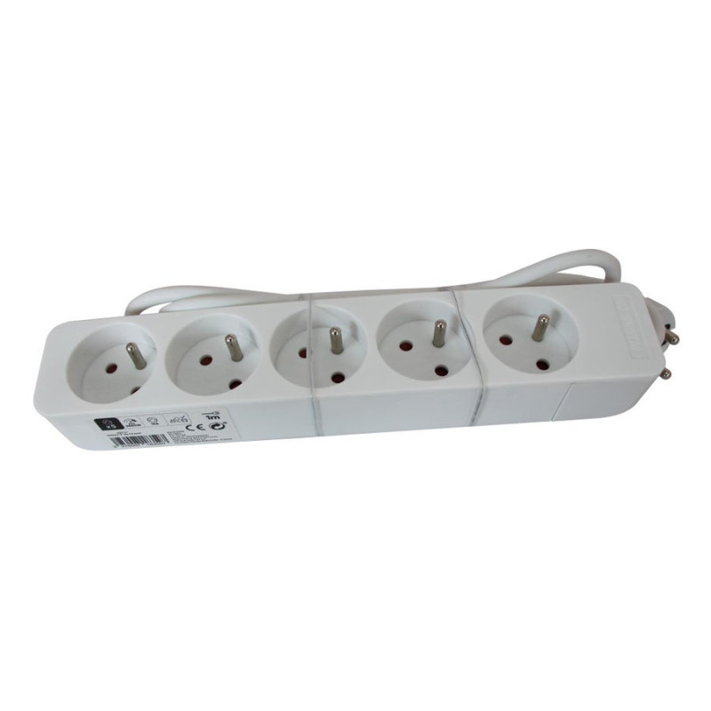 Multiprise filaire. 5 prises blanc. 1M