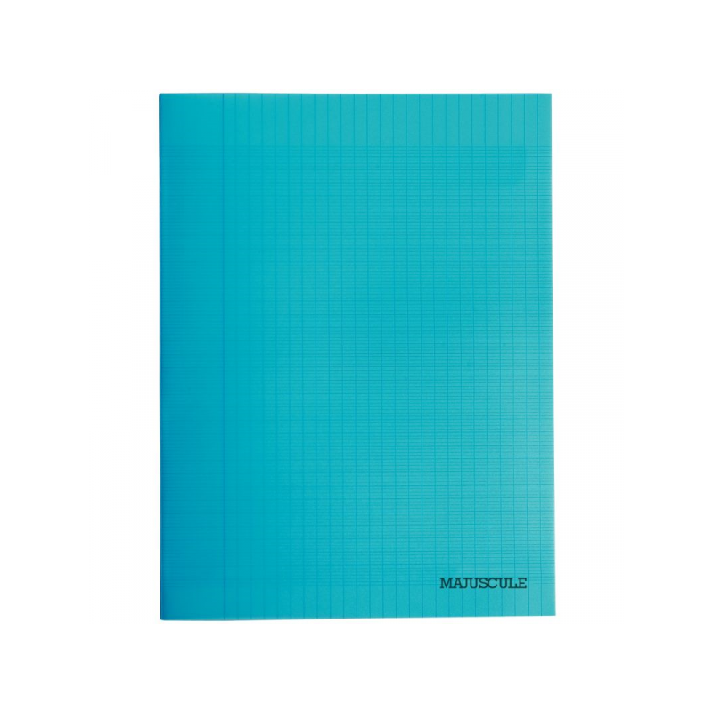 Cahier 96 pages, format 24x32 cm, papier blanc 90g, sèyes, couverture polypropylène bleu - MAJUSCULE