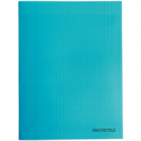 Cahier 96 pages, format 24x32 cm, papier blanc 90g, sèyes, couverture polypropylène bleu - MAJUSCULE