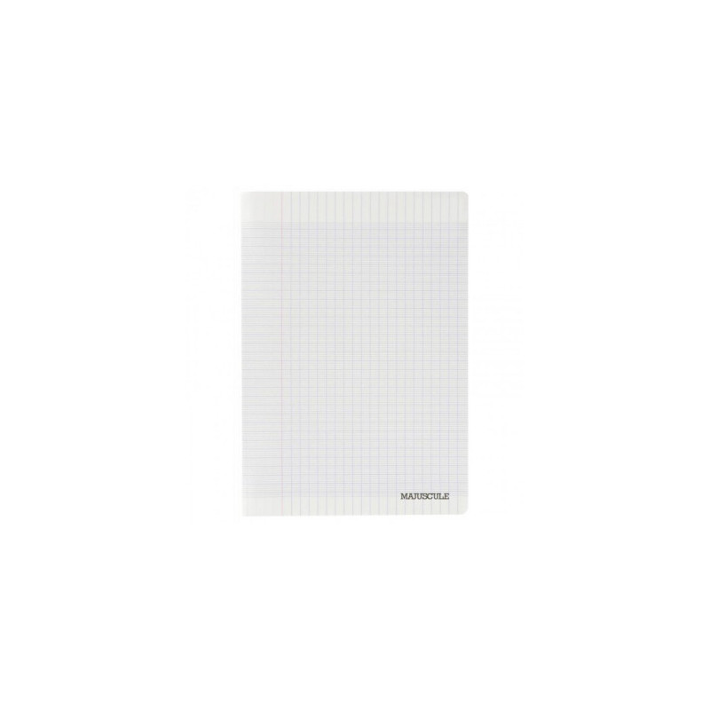 Cahier 96 pages, format 24x32 cm, papier blanc 90g, sèyes, couverture polypropylène incolore - MAJUSCULE