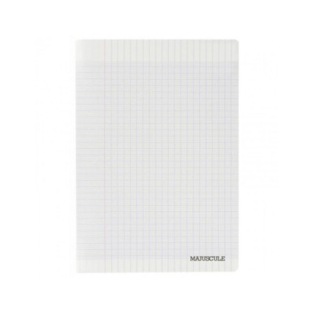 Cahier 96 pages, format 24x32 cm, papier blanc 90g, sèyes, couverture polypropylène incolore - MAJUSCULE