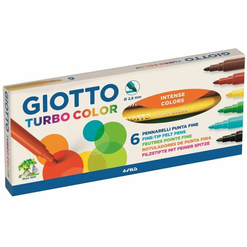 Pochette de 6 feutres à colorier pointe fine Turbo Color - GIOTTO