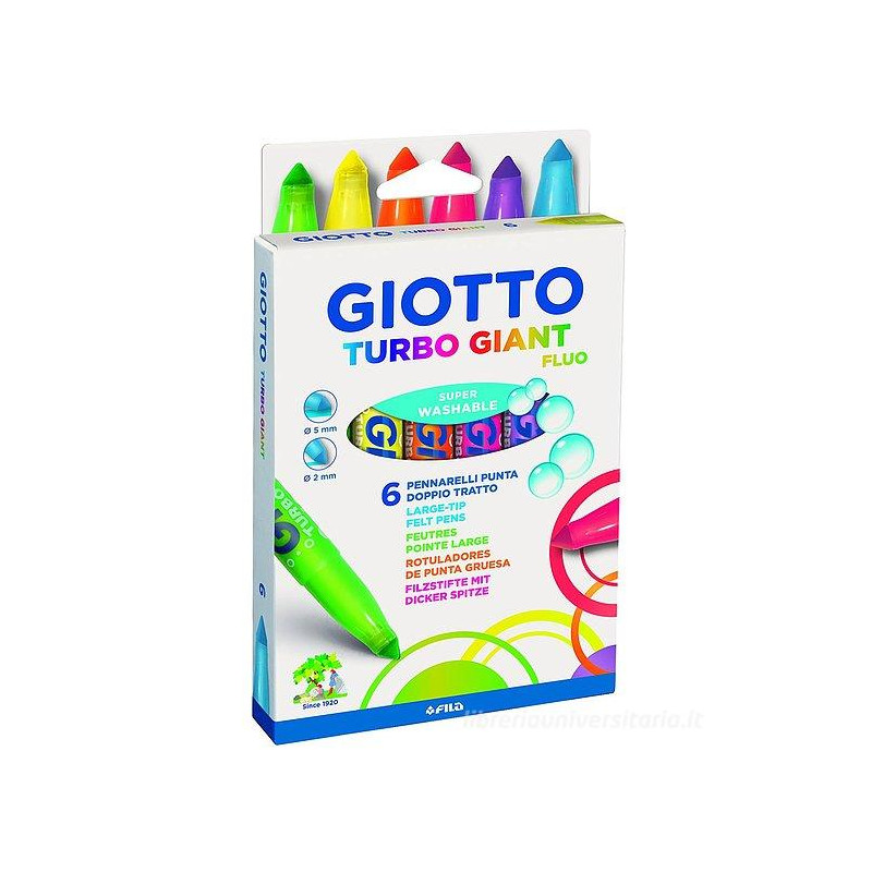 Pochette de 6 feutres à colorier lavable Turbo Giant Fluo - GIOTTO