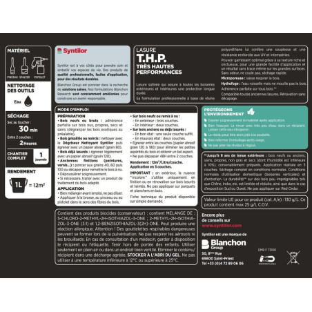 Lasure SYNTILOR Thp 8 ans incolore satiné 5L+20% gratuit