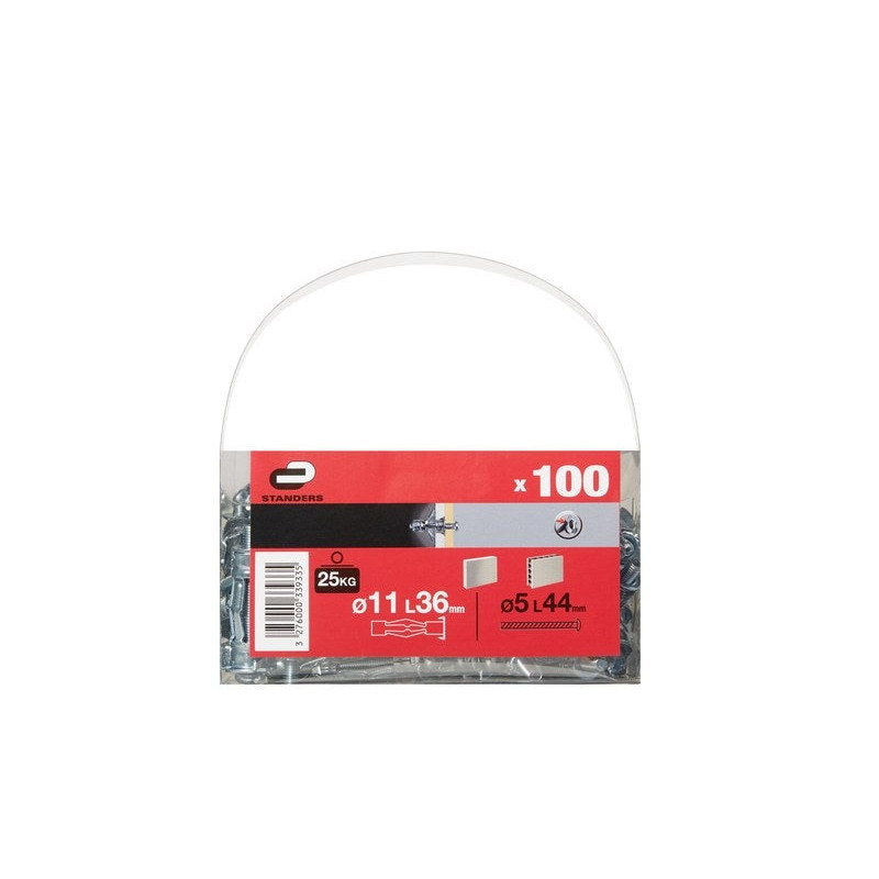 100 Chevilles À Expansion Standers. Diam.11 X L.36 Mm