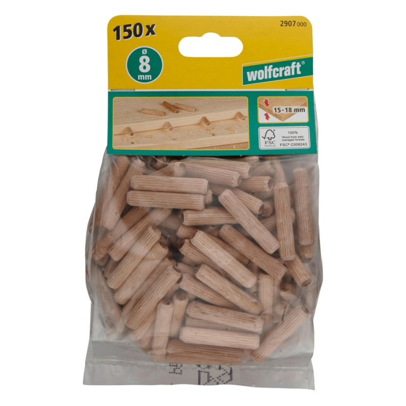 Lot De 150 Tourillons Diam.8 X 40 Mm Wolfcraft