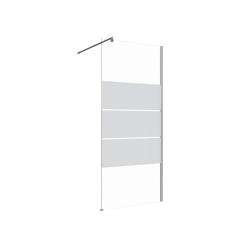 Paroi de douche à l'italienne verre sérigraphié. l.90 cm. Ep. 6 mm chromé Easy