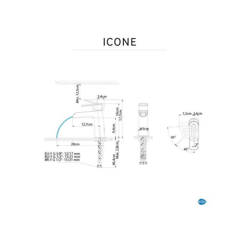 Mitigeur lavabo chromé lustré. SENSEA Icone cascade M