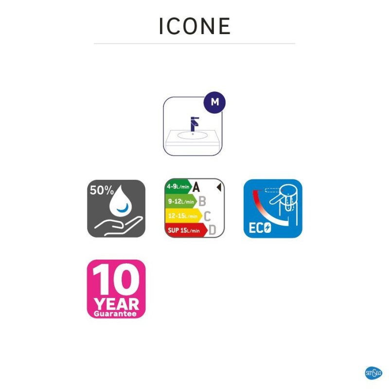 Mitigeur lavabo chromé lustré. SENSEA Icone cascade M