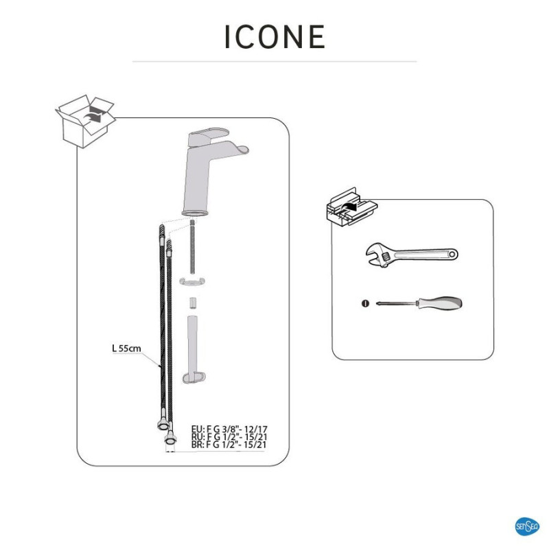 Mitigeur lavabo chromé lustré. SENSEA Icone cascade M