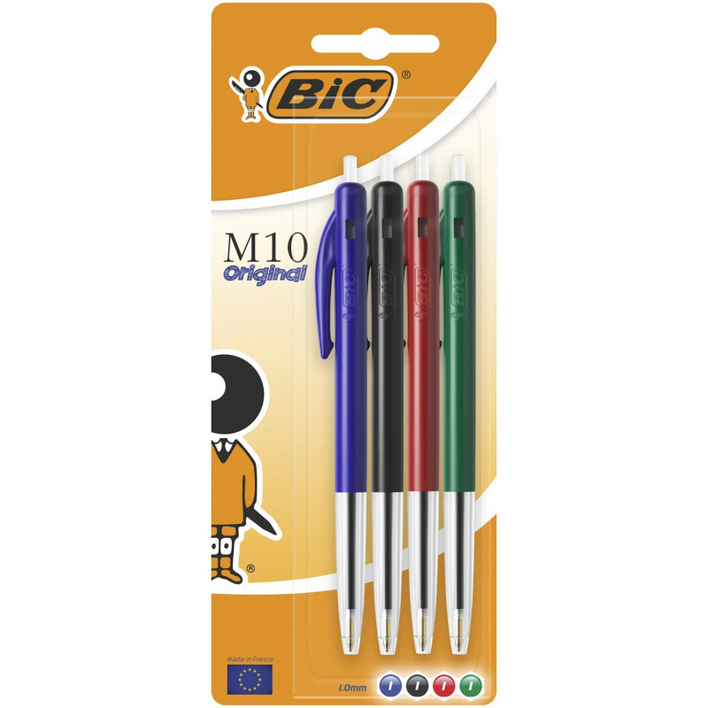 Stylo à bille M10 Clic assortis x 4 - BIC