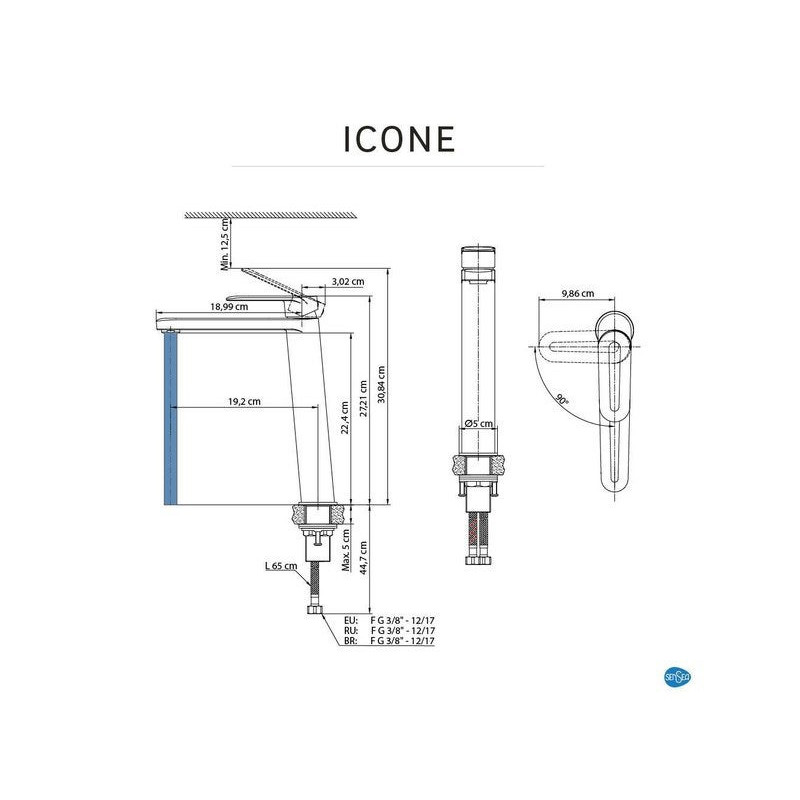 Mitigeur lavabo chromé brillant. SENSEA Icone XL