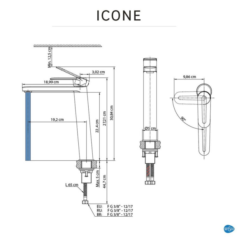 Mitigeur lavabo chromé brillant. SENSEA Icone XL