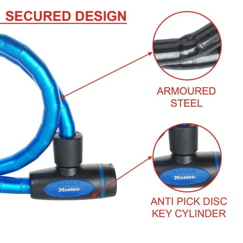 Câble Antivol Master Lock. L.1 M X Diam.18 Mm
