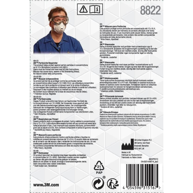 Lot De 10 Masques Anti-Poussières Ffp2 3M