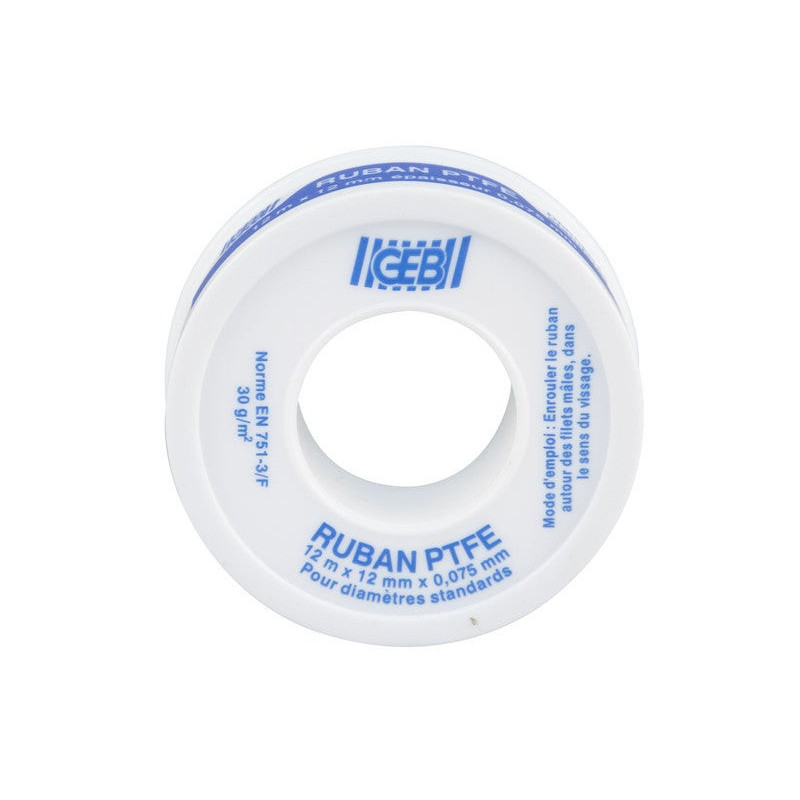 Ruban téflon. GEB. Ep. 0.075 x L.12 mm x L.12 m