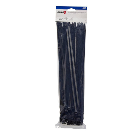 Lot de 100 colliers. diam. 4 à 90 mm. L.350 mm. noir. LEXMAN