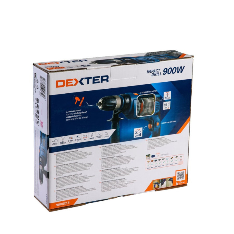 Perceuse À Percussion Filaire Dexter Dp5 900Id2.5. 900 W
