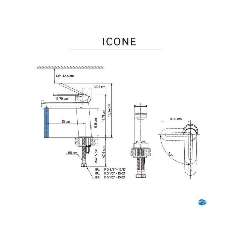 Mitigeur de lavabo chrome chromé. SENSEA Icone M