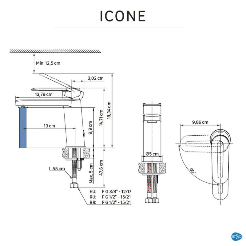 Mitigeur de lavabo chrome chromé. SENSEA Icone M