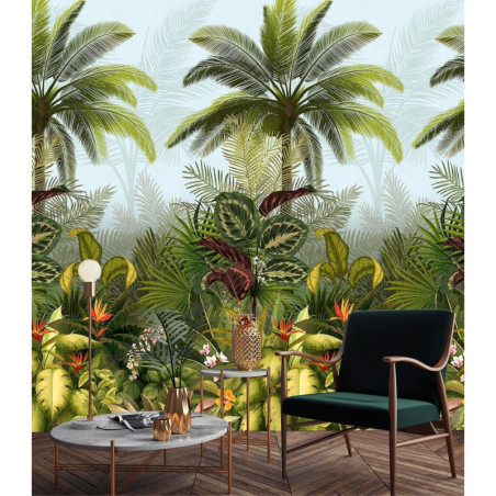 Papier peint panoramique Jungle vert l.159 x H.280 cm