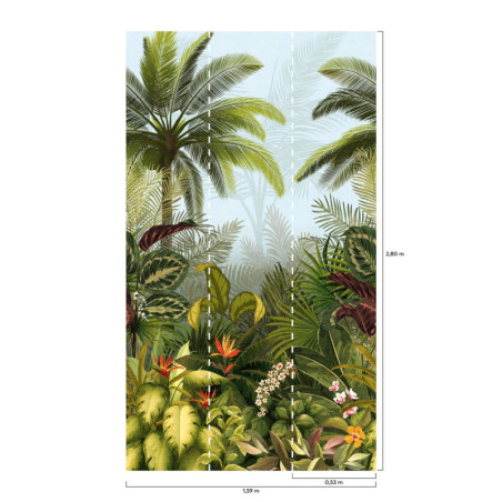 Papier peint panoramique Jungle vert l.159 x H.280 cm