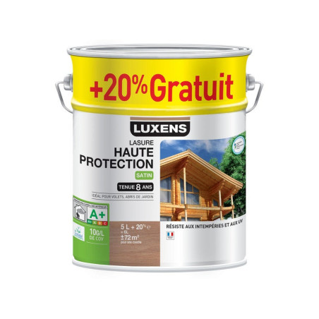Lasure Luxens Haute Protection 8 Ans Chêne Rustique Satiné 6 L