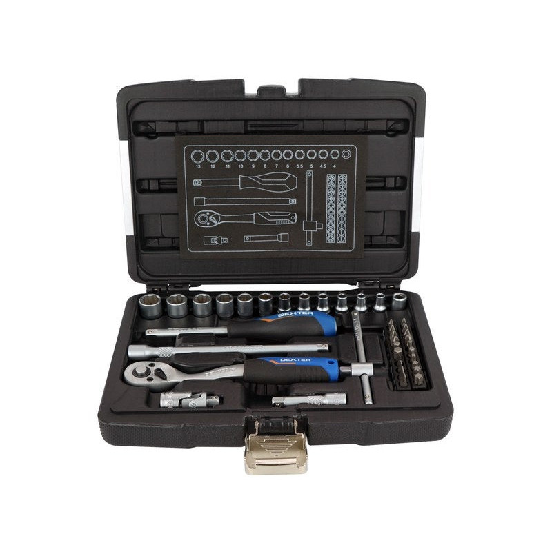 Coffret clé à douille et embouts de mécanicien DEXTER. 39 pièces
