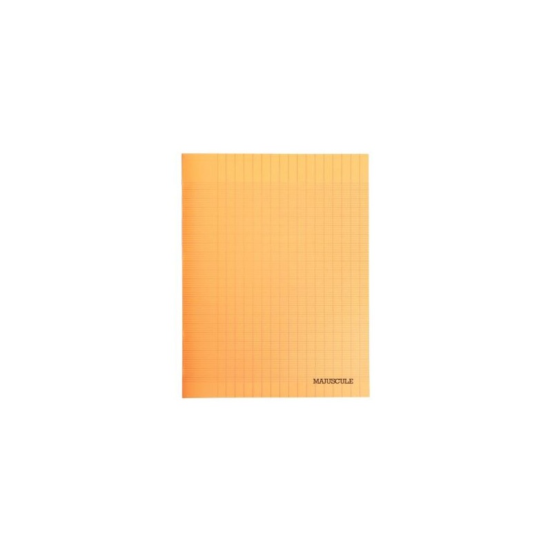 Cahier 96 pages MAJUSCULE, format A4, papier blanc 90g, sèyes, couverture polypropylène orange